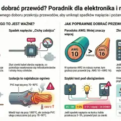 Poradnik o rodzajach przewodów elektrycznych: prawo Joule'a, spadek napięcia, paradoks AWG, dobór przekroju i obciążenia prądowe.