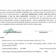 Dokument prawny dotyczący zniesienia współwłasności, gdzie wnioskodawca, jako posiadacz samoistny, domaga się podziału nieruchomości.