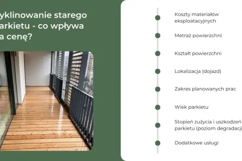 Cyklinowanie parkietu: poznaj czynniki wpływające na cenę. Od materiałów po wiek parkietu, wszystko ma znaczenie.