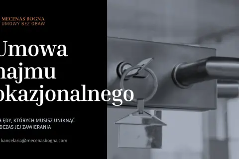 Klucz do drzwi z breloczkiem w kształcie domu symbolizuje umowę najmu okazjonalnego. Dowiedz się, jak jej zawrzeć bez obaw.