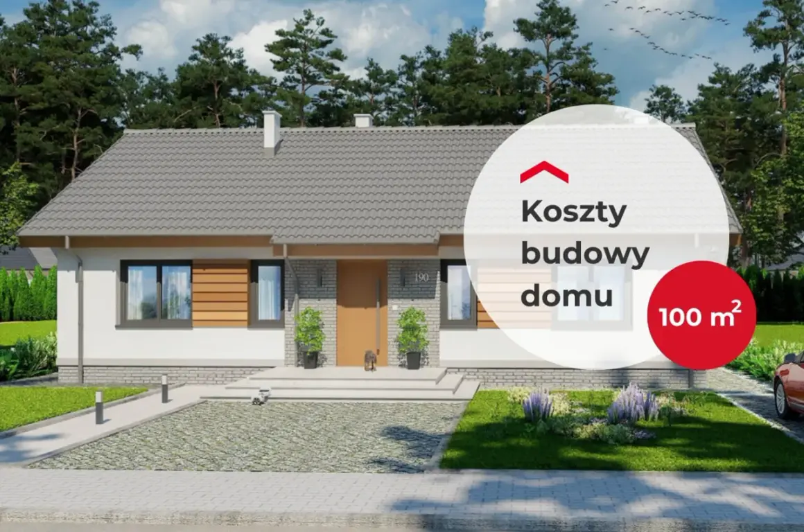 Nowoczesny dom 100 m², zadaszony podjazd i zielony ogród. Dowiedz się, ile kosztuje pozwolenie na budowę i budowa domu.
