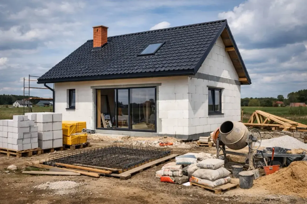 Budowa domu w toku: beton, pustaki, cement i zbrojenie. Poznaj, ile kosztuje budowa domu.