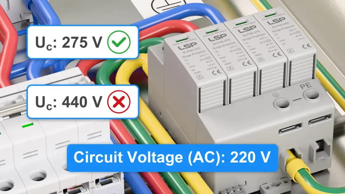 Zabezpieczenie przeciwprzepięciowe LSP chroni instalację 220V. Uc 275V jest OK, 440V to ryzyko.