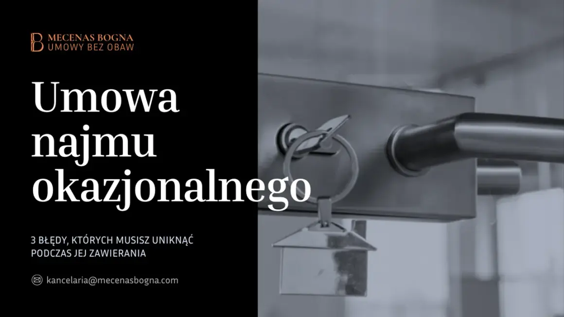 Klucz do drzwi z breloczkiem w kształcie domu symbolizuje umowę najmu okazjonalnego. Dowiedz się, jak jej zawrzeć bez obaw.
