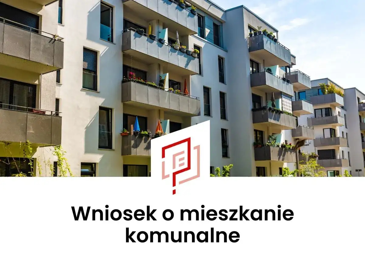 Nowoczesne bloki mieszkalne, na dole napis