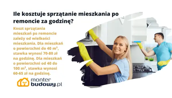 Ile kosztuje sprzątanie mieszkania po remoncie? Cena za godzinę zależy od metrażu. Sprawdź stawki dla mieszkań do 40 m² i większych.