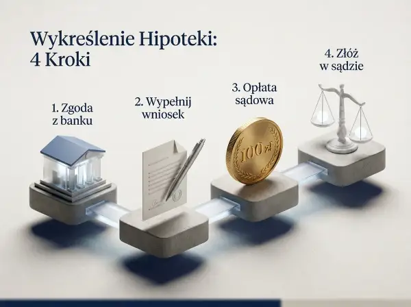 Proces wykreślenia hipoteki: zgoda banku, wniosek, opłata sądowa i złożenie w sądzie.